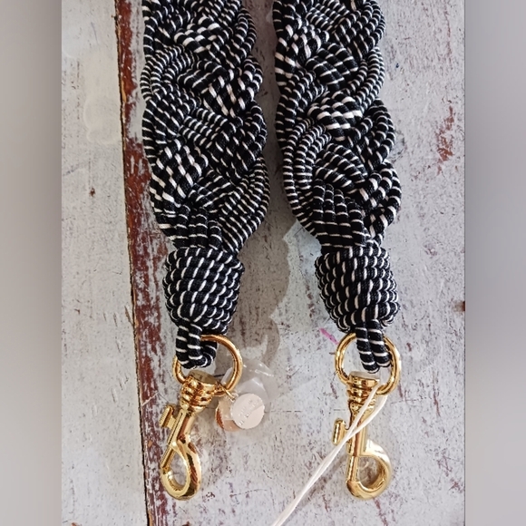 NWT DIANE VON FURSTENBERG BRAIDED CROSSBODY STRAP BLACK/ WHITE - Picture 4 of 11